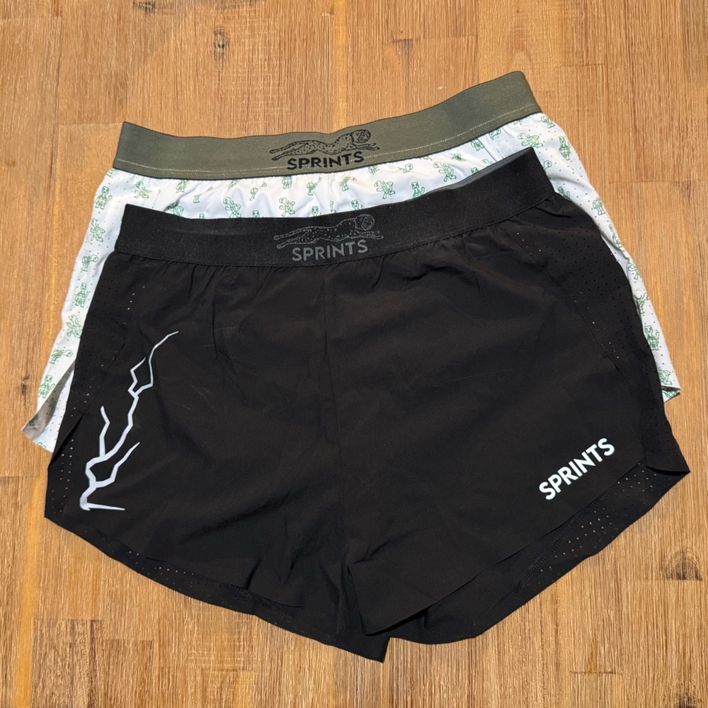 Sprints Black and White Running Shorts (2 pairs)